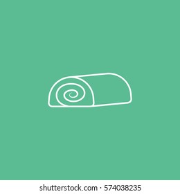 Candy Cake Roll Line Icon On Green Background
