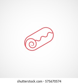 Candy Cake Roll Red Line Icon On White Background