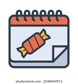 Candy calendar icons, minimalist vector illustration and transparent graphic element. Isolated on white background