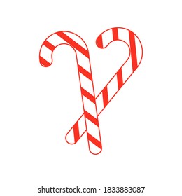 Candy can icon. Two crossed candy sticks for Christmas decoration. Vector illustration.
