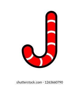 Candy cane alphabet for use as material in Christmas theme, vector illustration