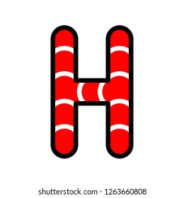 Candy cane alphabet for use as material in Christmas theme, vector illustration