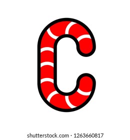 Candy cane alphabet for use as material in Christmas theme, vector illustration