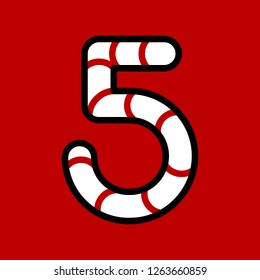 Candy cane alphabet for use as material in Christmas theme, vector illustration