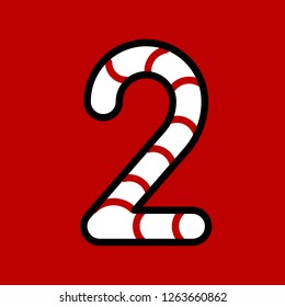 Candy cane alphabet for use as material in Christmas theme, vector illustration