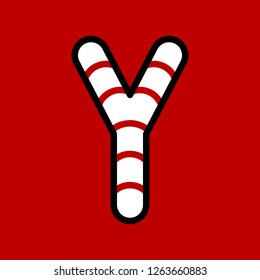 Candy cane alphabet for use as material in Christmas theme, vector illustration