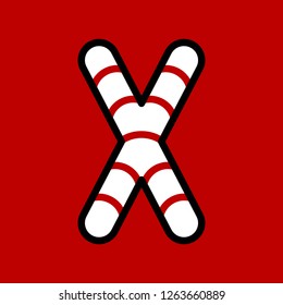 Candy cane alphabet for use as material in Christmas theme, vector illustration