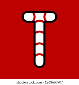Candy cane alphabet for use as material in Christmas theme, vector illustration