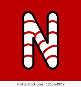 Candy cane alphabet for use as material in Christmas theme, vector illustration