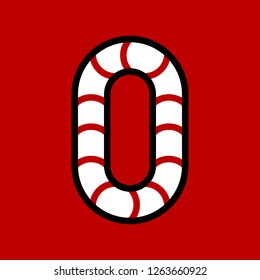 Candy cane alphabet for use as material in Christmas theme, vector illustration