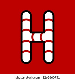Candy cane alphabet for use as material in Christmas theme, vector illustration