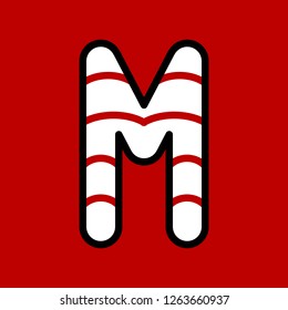 Candy cane alphabet for use as material in Christmas theme, vector illustration