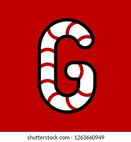 Candy cane alphabet for use as material in Christmas theme, vector illustration