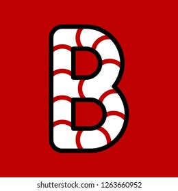 Candy cane alphabet for use as material in Christmas theme, vector illustration
