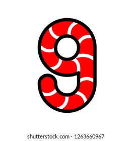 Candy cane alphabet for use as material in Christmas theme, vector illustration