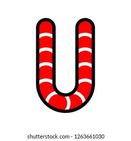 Candy cane alphabet for use as material in Christmas theme, vector illustration