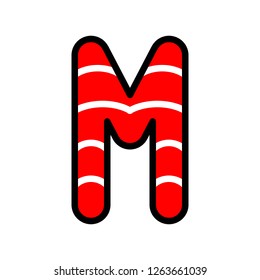 Candy cane alphabet for use as material in Christmas theme, vector illustration
