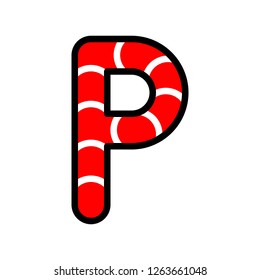 Candy cane alphabet for use as material in Christmas theme, vector illustration