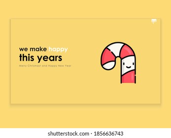 candy cane avatar on a yellow Christmas greeting card