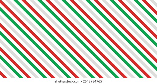Candy cane background. Diagonal stripes seamless pattern. Peppermint wrapping texture. Red candy cane stripes. Vector illustration