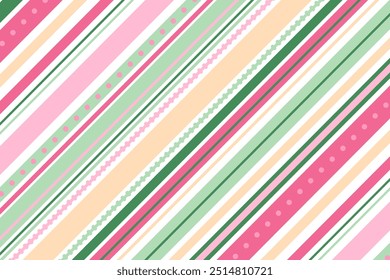 Candy cane background. Pink and green diagonal stripes background