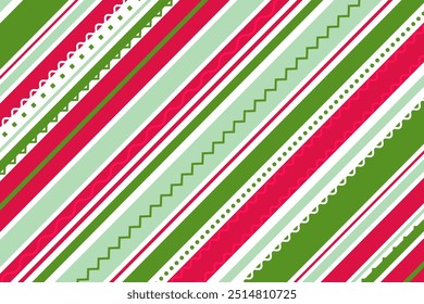 Candy cane background. Red and green diagonal stripes background