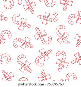 Candy cane background. Vector seamless pattern.