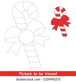 Candy Cane Beautiful. Dot to Dot Educational Game for Kids.