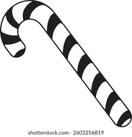 A candy cane black line eps vector illustration