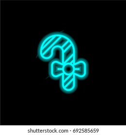 Candy cane blue glowing neon ui ux icon. Glowing sign logo vector