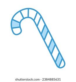 Candy Cane Blue Icon Vector Illustration Isolated on Transparent Background. Use for Xmas, Decoration, Greeting Card Etc.