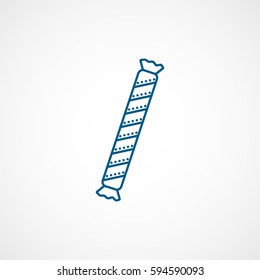 Candy Cane Blue Line Icon On White Background
