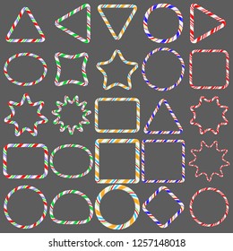 Candy cane borders Set isolated on gray background, vector EPS10