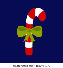 Candy Cane mit Bow, Weihnachten und Neujahr Symbol. Vektorgrafik.