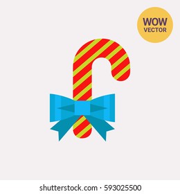 Candy Cane with Bow Icon