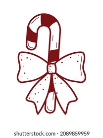 candy cane and bow icon linear