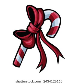Candy cane with bow illustration