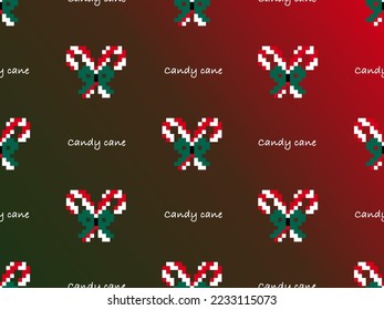 Candy Cane cartoon character seamless pattern on red background