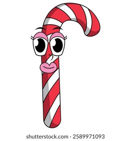 Candy Cane Cartoon Mascot Character Vector Illustration