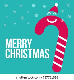 Candy cane character christmas greeting card.