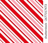Candy cane Christmas background, peppermint diagonal stripes print seamless pattern

