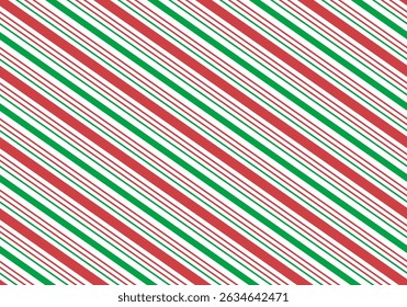 Candy cane Christmas background, peppermint diagonal stripes print seamless pattern