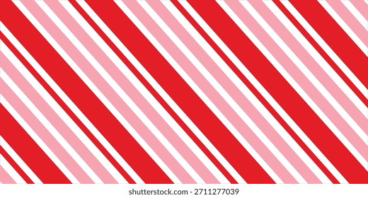 Candy cane Christmas background, peppermint diagonal stripes print seamless pattern

