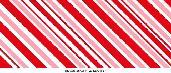 Candy cane Christmas background, peppermint diagonal stripes print seamless pattern

