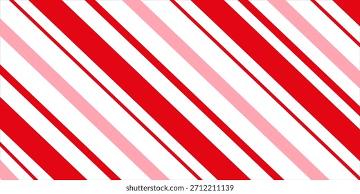 Candy cane Christmas background, peppermint diagonal stripes print seamless pattern

