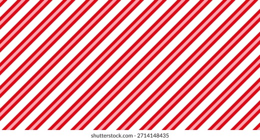 Candy cane Christmas background, peppermint diagonal stripes print seamless pattern