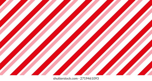 Candy cane Christmas background, peppermint diagonal stripes print seamless pattern