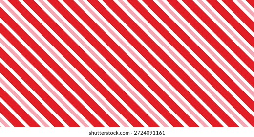 Candy cane Christmas background, peppermint diagonal stripes print seamless pattern