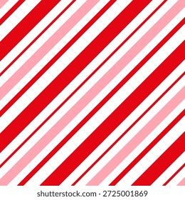 Candy cane Christmas background, peppermint diagonal stripes print seamless pattern

