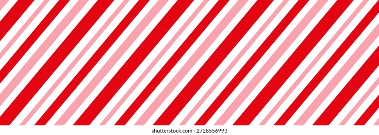 Candy cane Christmas background, peppermint diagonal stripes print seamless pattern